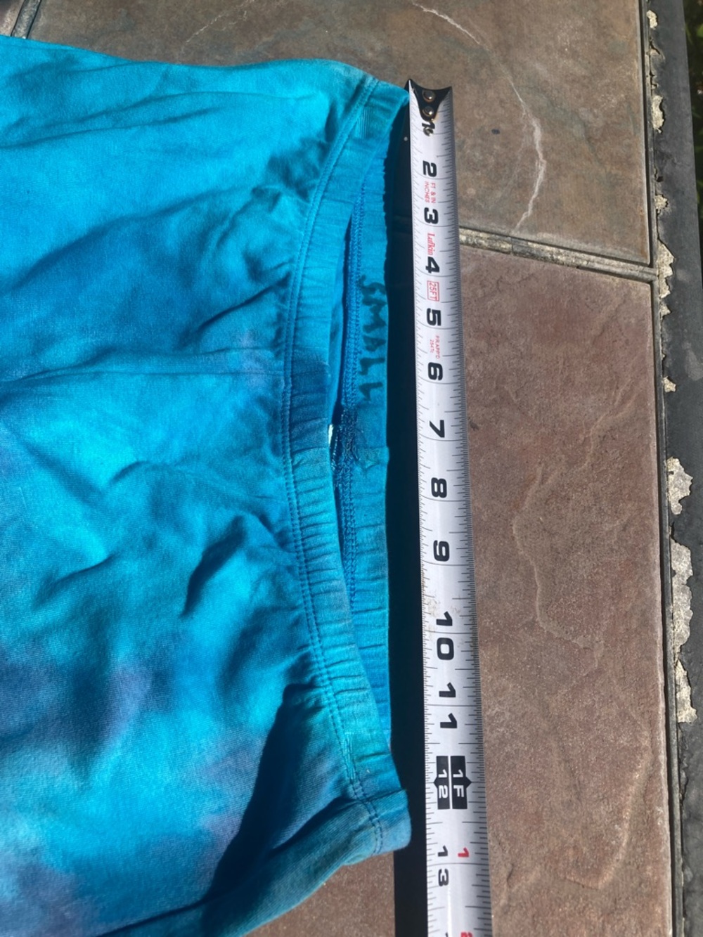 Hand Crafted Blue Tie-Dye Leggings with Gold Accent - Picture 4 of 7
